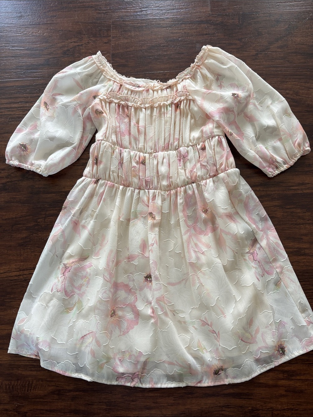 Zara Cream Dress with Soft Pink Floral Print